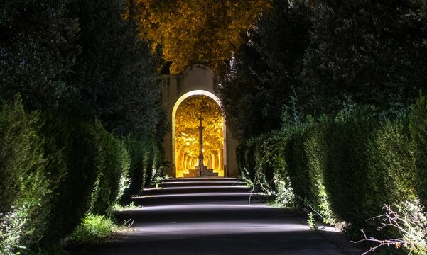 Walkway in a park in Sanfrancesco a fullon Montella, Italy