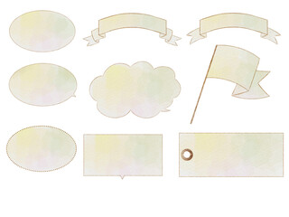 (水彩画風)吹き出しセット　黄色version