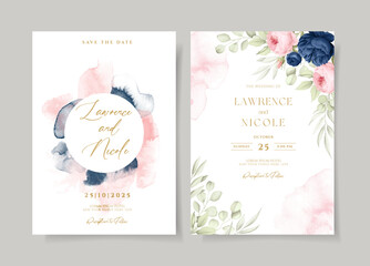 beautiful floral on wedding invitation card template