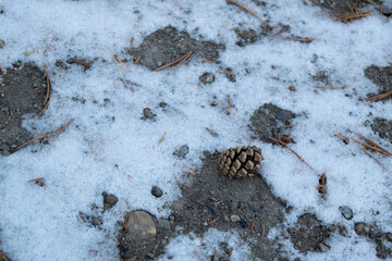 texture of the stone and snow
