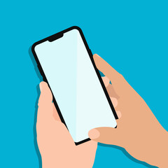 Two  hand holding a  phone icon vector.