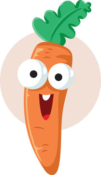 Happy Cartoon Carrot Character Smiling Cheerfully. Funny cute veggie mascot feeling positive and optimistic
