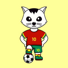 Fototapeta na wymiar vector illustration of the animal character wearing a soccer jersey at the world cup