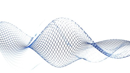 Fototapeta premium Metallic blue mathematical geometric grid line wave under black-white background. Concept 3D CG of sports technology, strategic ideas and intellectual analysis of operations.