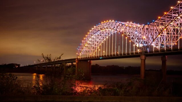 Hernando de Soto Bridge in Memphis over Mississippi River - travel photography