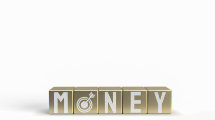 The money word on gold cube on white background for business concept 3d rendering