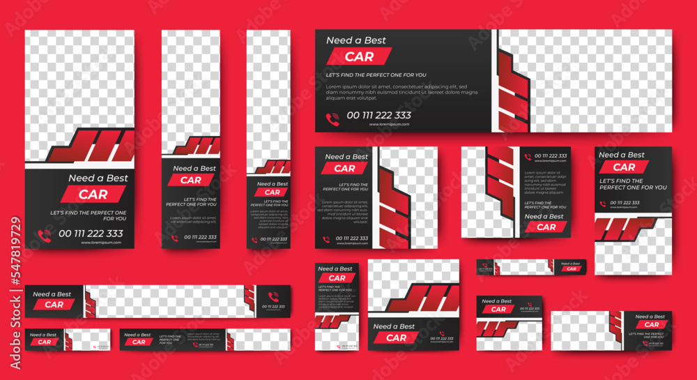 Canvas Prints car rental web advertising banner template design. modern web layout set with standard size. vector