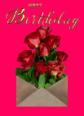 Birthday card with flowers for a woman or a girl