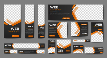 Web advertising banner template design. Modern web layout set with standard size. vector