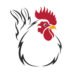 Vector of bantam or white chicken design on white background. Wild Animals. Easy editable layered vector illustration.