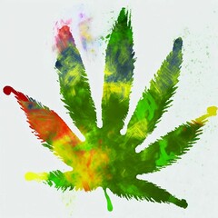 Marijuana Leaf Children's Finger Painting| Created Using Midjourney and Photoshop