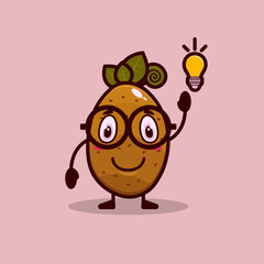 Cute potato cartoon character isolated on cream background