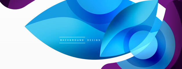 Abstract background with color geometric shapes. Beautiful minimal backdrop with round shapes circles and lines. Geometrical design. Vector illustration