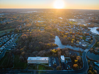 Aerial Drone of Sunset in Oceanport New Jersey