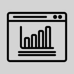 Bar chart icon in line style about browser, use for website mobile app presentation