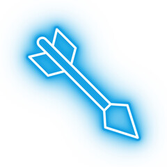 Neon blue arrow, hunter arrow on transparent background