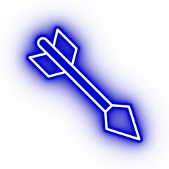 Neon blue arrow, hunter arrow on transparent background