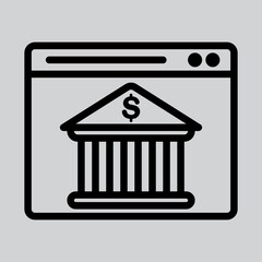 Online banking icon in line style about browser, use for website mobile app presentation