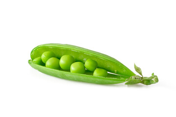 Fresh green pea isolated on white background.