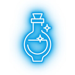 Neon blue potion icon, health potion on transparent background