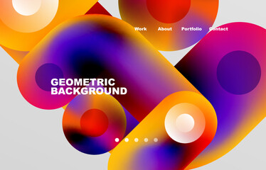 Circles and round shapes landing page abstract geometric background. Web page for website or mobile app wallpaper