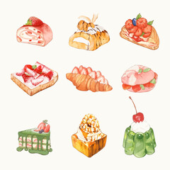 Cake watercolor vector design elements