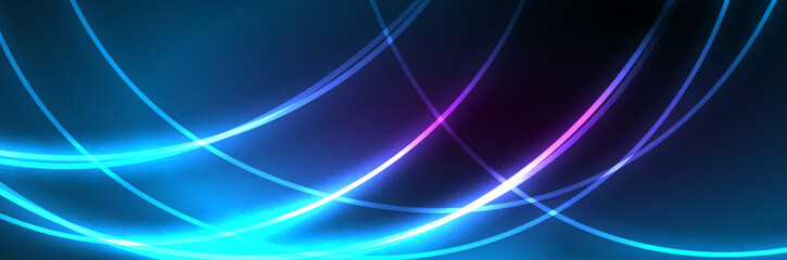 Neon glowing fluid wave lines, magic energy space light concept, abstract background wallpaper design