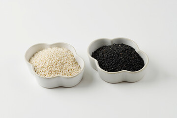 Black and White Sesame Seed on Asian Ceramic Bowl