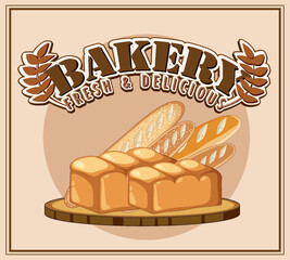 Bakery fresh and delicious text for banner or poster design