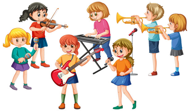 Children playing musical instrument