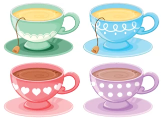 Garden poster Kids Set of coffee and tea cup