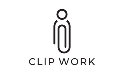 paper clip and people logo. work idea icon design vector.