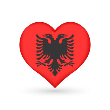 Heart symbol, flag of Albania, vector illustration