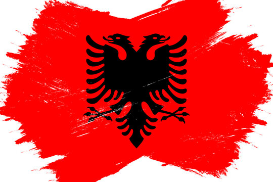"Flamuri i Shqipërisë" - Flag of Albania, banner with grunge texture