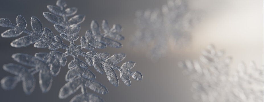 Snowflake Christmas Wallpaper. Natural, Frosty Seasonal Banner with copy-space.