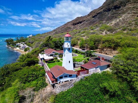 Lighthouse at the base of Diamond Head crater