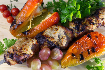 grilled meat with vegetables