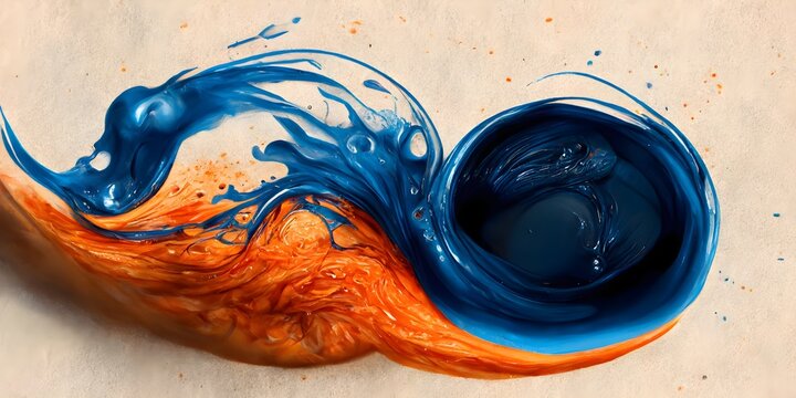 Blue And Orange Liquid Ink