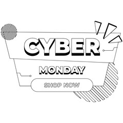 Cyber Monday Geometric Text Badge Promotion