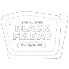 Black Friday Gift Box Outline 2D Illustration