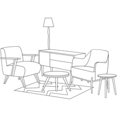 Fototapeta premium Home Interior Living Room Illustration