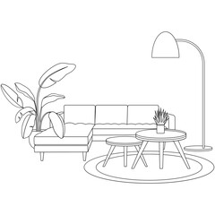 Home Interior Living Room Illustration