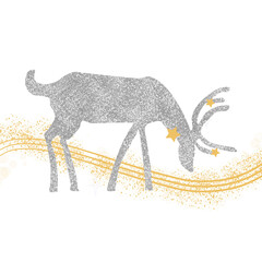 Silver Glitter Deer