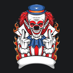 scary clown design for clothing apparel