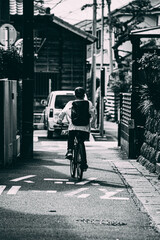 cyclist on the streets of Japan