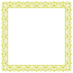 Decorative frame Elegant vector element for design in Eastern style, place for text. Floral yellow and white border. Lace illustration for invitations and greeting cards