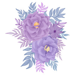purple rose flower bouquet watercolor
