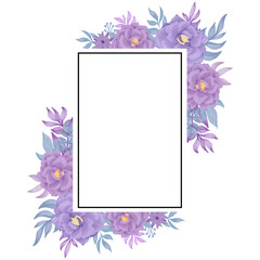 purple rose flower frame watercolor decoration