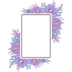 purple rose flower frame watercolor decoration