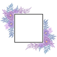 purple rose flower frame watercolor decoration